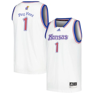 Adidas Originals Adidas # Kansas Jayhawks Kansas Jayhawks Swingman Basketball Jersey In White