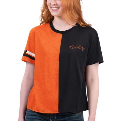 Starter Women's  Black, Orange San Francisco Giants Power Move T-shirt In Black,orange