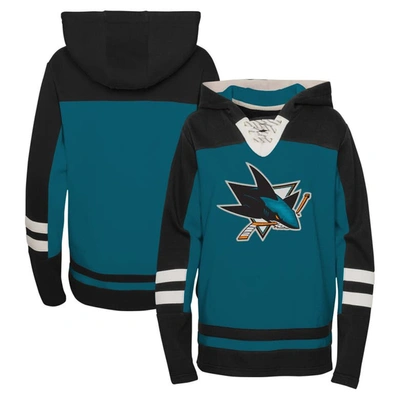 Outerstuff Kids' Youth Teal San Jose Sharks Ageless Revisited Lace-up V-neck Pullover Hoodie