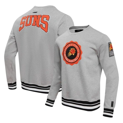 Pro Standard Heather Grey Phoenix Suns Crest Emblem Pullover Sweatshirt