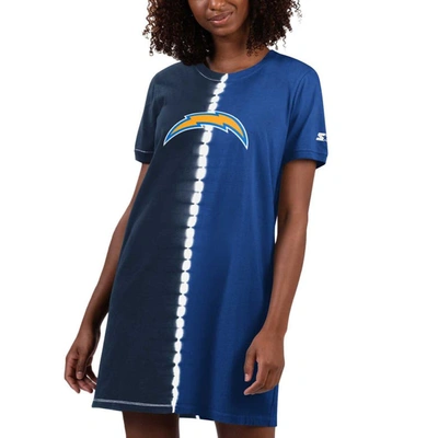 Starter Navy Los Angeles Chargers Ace Tie-dye T-shirt Dress