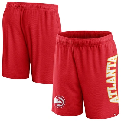 Fanatics Branded Red Atlanta Hawks Post Up Mesh Shorts