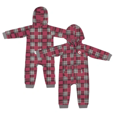 Colosseum Babies' Infant   Crimson Alabama Crimson Tide Full-zip Plaid Hoodie Long Sleeve Jumper