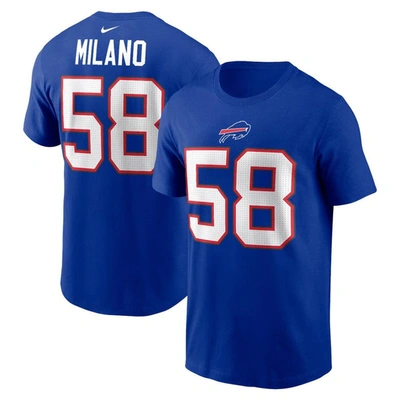 Nike Men's  Matt Milano Royal Buffalo Bills Player Name And Number T-shirt