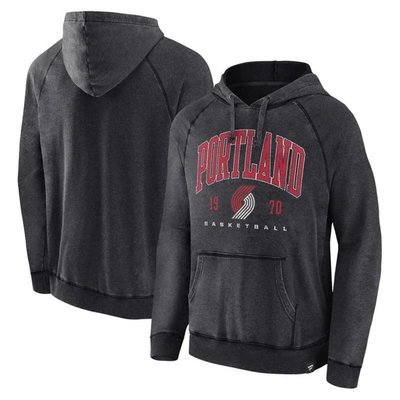 Fanatics Branded Heather Charcoal Portland Trail Blazers Foul Trouble Snow Wash Raglan Pullover Hood