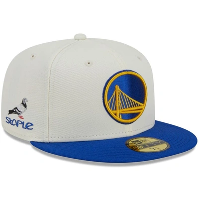 New Era X Staple Cream/royal Golden State Warriors Nba X Staple Two-tone 59fifty Fitted Hat