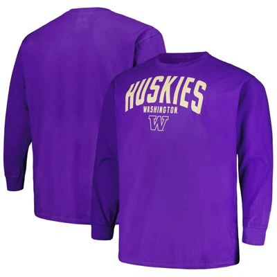 Champion Men's  Purple Washington Huskies Big And Tall Arch Long Sleeve T-shirt