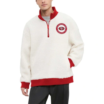 Tommy Hilfiger Cream San Francisco 49ers Jordan Sherpa Quarter-zip Sweatshirt