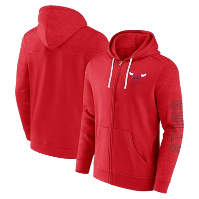 Fanatics Branded Red Chicago Bulls Offensive Line Up Full-zip Hoodie