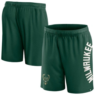 Fanatics Branded Hunter Green Milwaukee Bucks Post Up Mesh Shorts
