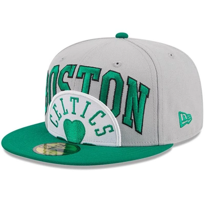 New Era Men's  Gray, Kelly Green Boston Celtics Tip-off Two-tone 59fifty Fitted Hat In Gray,kelly Green