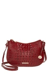 Brahmin Shayna Croc Embossed Leather Crossbody Bag In Vintage Red