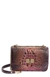 Brahmin Rosalie Croc Embossed Leather Convertible Crossbody Bag In Fig Jam