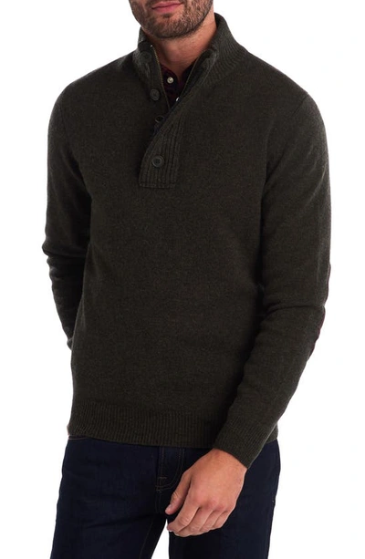 Barbour Patch Wool Quarter Zip Pullover In Gn73