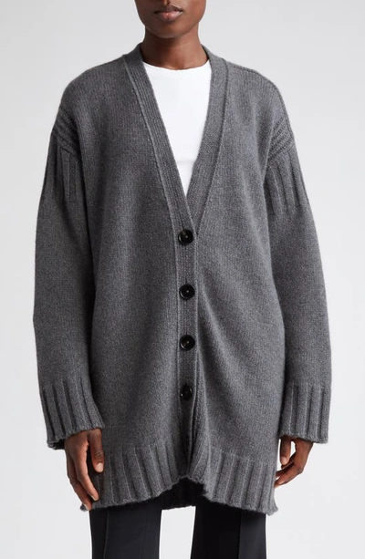 Jil Sander Chunky Cashmere Cardigan In Medium Grey