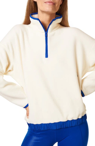 Sweaty Betty Compass Half Zip Fleece Pullover In Studio White