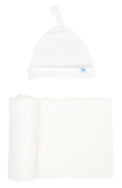 Little Unicorn Babies' Stretch Knit Hat & Swaddle Set In White
