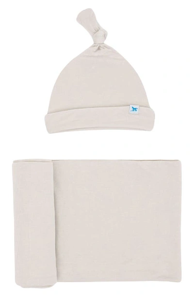 Little Unicorn Stretch Knit Hat & Swaddle Set In Grey