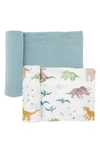 Little Unicorn 2-pack Knit Swaddle In Neutral Dino Friends