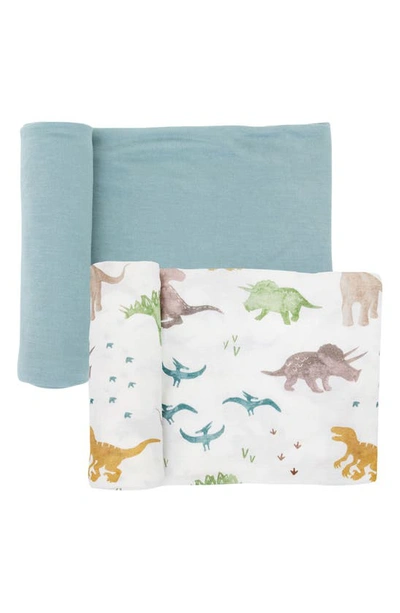 Little Unicorn 2-pack Knit Swaddle In Neutral Dino Friends