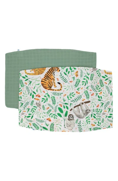 Little Unicorn 2-pack Cotton Muslin Pillowcase In Mighty Jungle