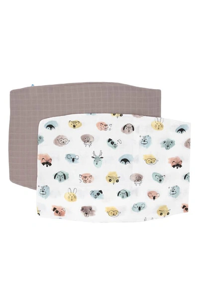 Little Unicorn 2-pack Cotton Muslin Pillowcase In Colourful Critters