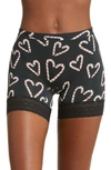 Meundies Feelfree Lace Trim Long Boyshorts In Candy Cane Love