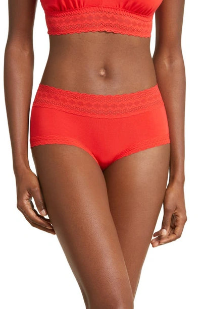 Meundies Feelfree Lace Hipster Briefs In Bougie Rouge