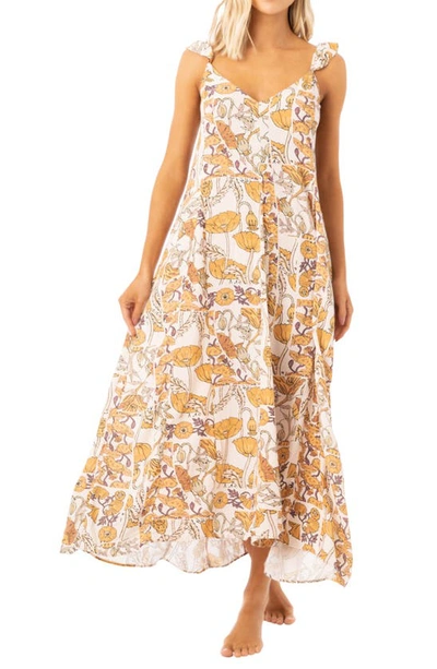 Maaji Annie Antique Botanical Cover-up Dress In Beige