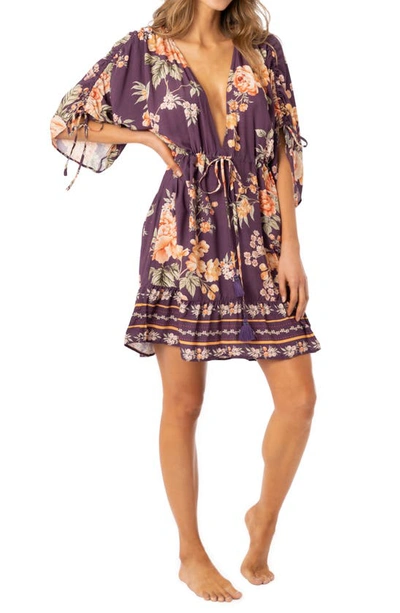 Maaji Divinity Vintage Flower Cover-up Dress In Purple
