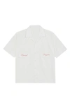 The Rad Black Embroidered Short Sleeve Cotton Camp Shirt In White