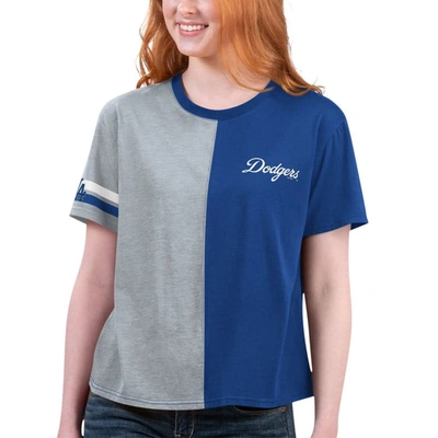 Starter Women's  Royal, Gray Los Angeles Dodgers Power Move T-shirt In Royal,gray