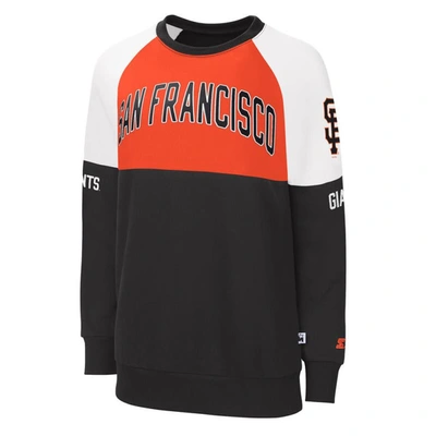 Starter Women's  Black, Orange San Francisco Giants Baseline Raglan Pullover Sweatshirt In Black,orange