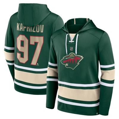 Fanatics Branded Kirill Kaprizov Green Minnesota Wild Name & Number Lace-up Pullover Hoodie