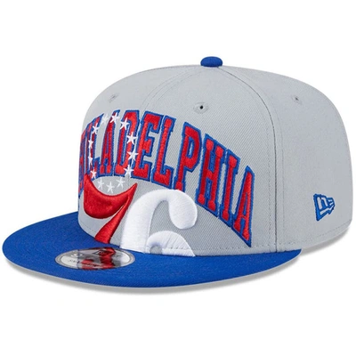 New Era Gray/royal Philadelphia 76ers Tip-off Two-tone 9fifty Snapback Hat In Gray/blue