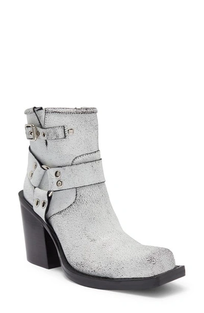 Jeffrey Campbell Handler Harness Bootie In White Distressed Black