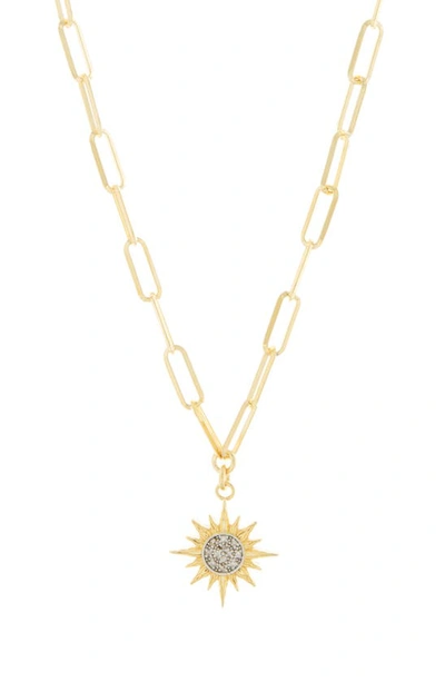 Meshmerise Pavé Diamond Starburst Pendant Necklace In Gold