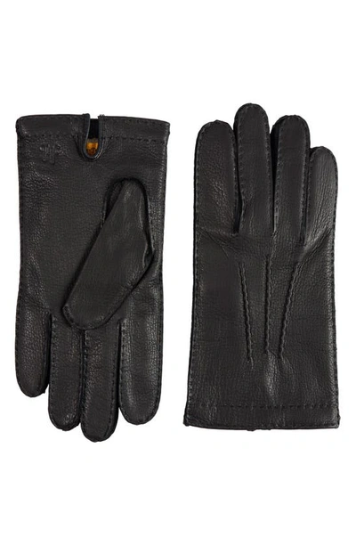 Hickey Freeman Cashmere Lined Leather Gloves In Black