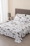 Woven & Weft Holiday Print Turkish Cotton Sheet Set In Pups With Hats