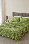 Woven & Weft Turkish Cotton Holiday Print Sheet Set In Little Trees - Olive