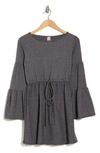 Go Couture Tiered Long Sleeve Minidress In Charcoal