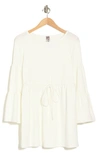 Go Couture Tiered Long Sleeve Minidress In Ivory
