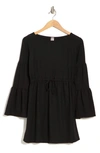 Go Couture Tiered Long Sleeve Minidress In Black