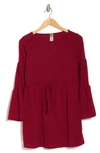 Go Couture Tiered Long Sleeve Minidress In Red