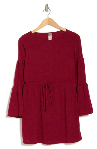 Go Couture Tiered Long Sleeve Minidress In Red