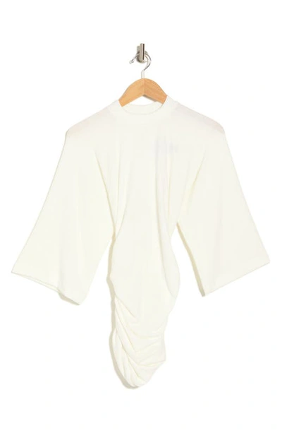 Go Couture Mock Neck Ruched Body-con Minidress In Ivory
