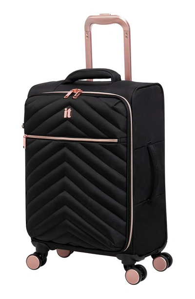 It Luggage Plenitude 21" Chevron Quilt Spinner Suitcase In Black