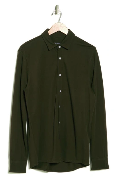 Slate & Stone Cotton Piqué Button-up Shirt In Green