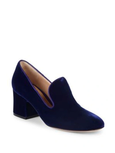 Gianvito Rossi Velvet Block Heel Pumps In Violet