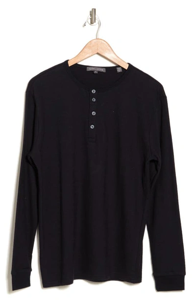 Slate & Stone Textured Long Sleeve Cotton Knit Henley In Navy